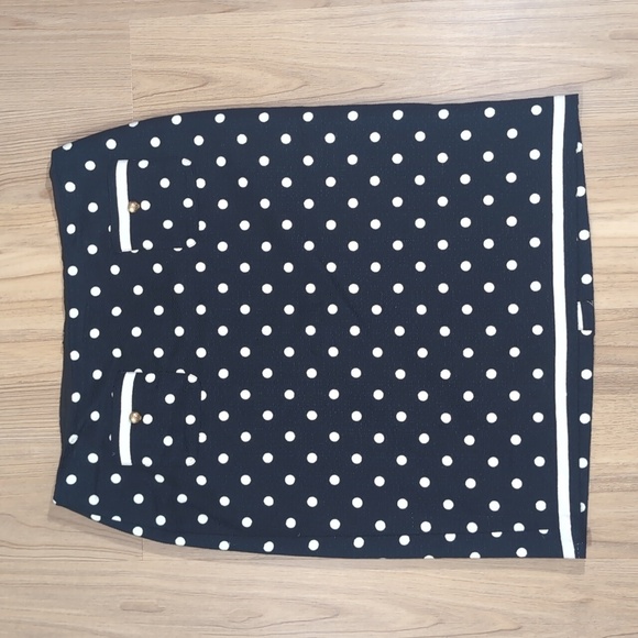 Talbot's Navy Polkadot Cotton Pencil Skirt - Picture 1 of 6